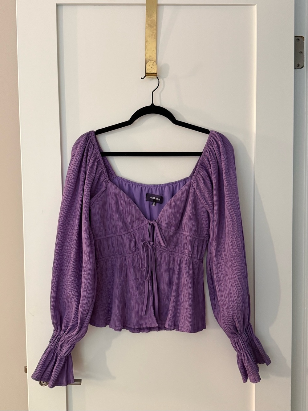 Purple Blouse with Tie Front
